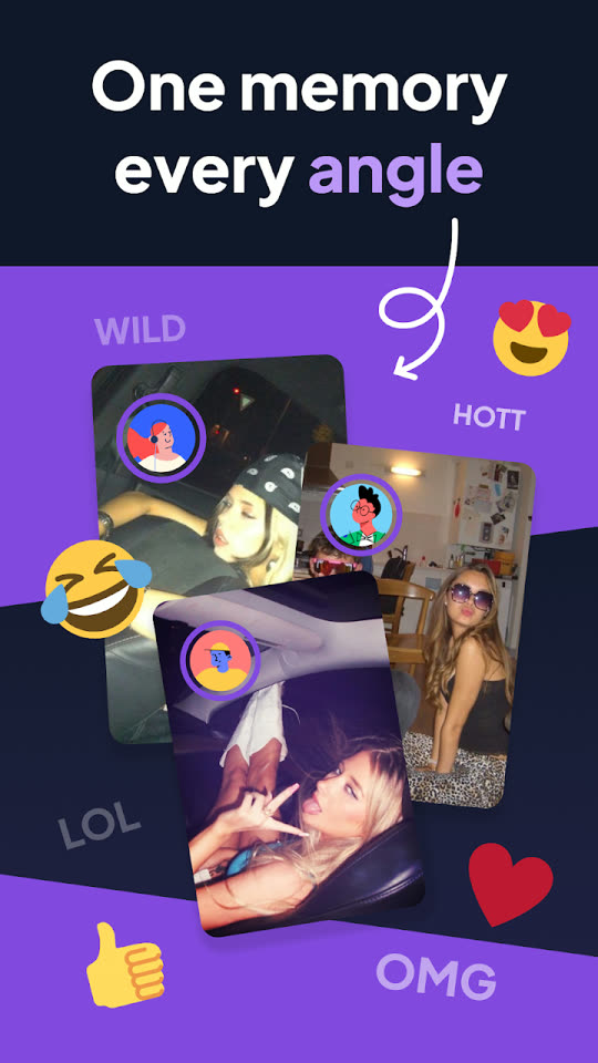 Capsule mobile app built with SnapApp's no-code app builder, showing one shared memory from every angle