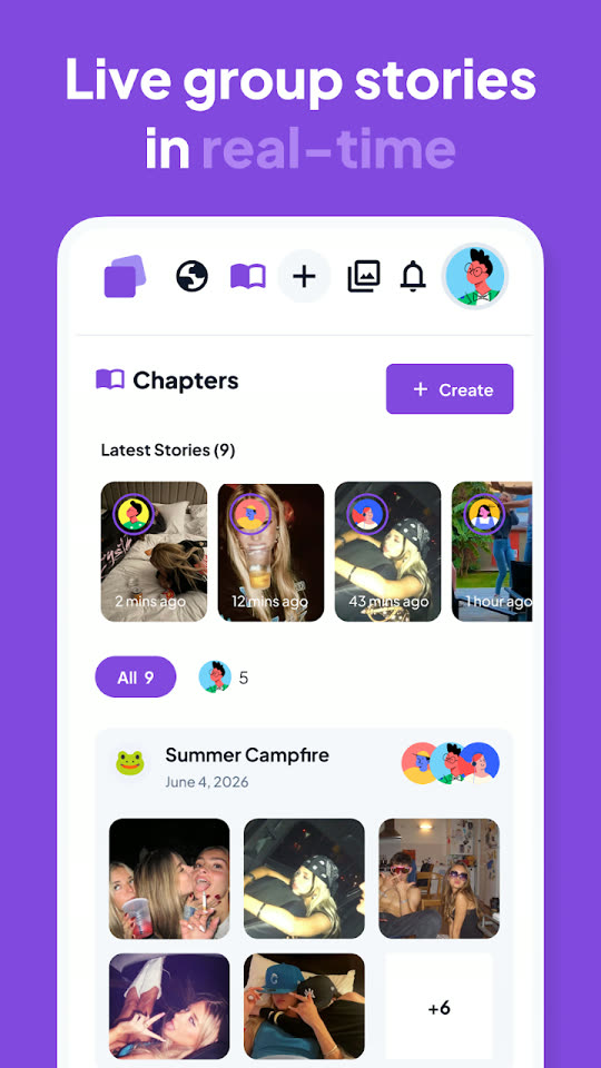 Shared memory timeline screen in the Capsule iPhone and Android app made without code