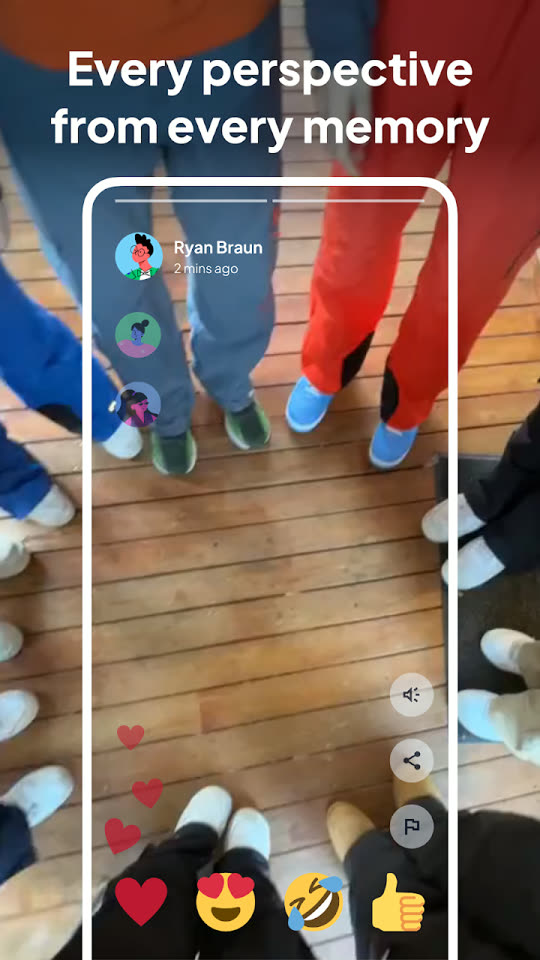 Capsule app screen showing every friend's perspective of a memory, built with a free no-code app builder